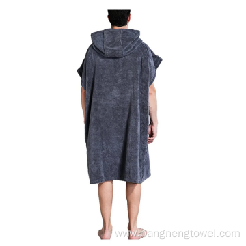 Poncho hooded towel with sleeves and pocket